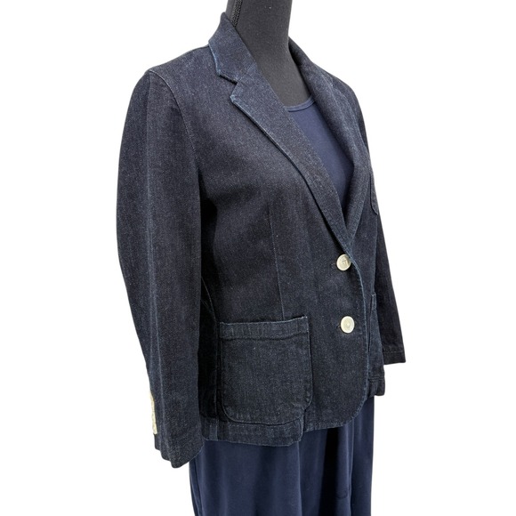 Lauren‎ Jeans Co Women's Denim Blazer Jacket Embroidered Logo 90s Y2K  Large - Picture 3 of 10